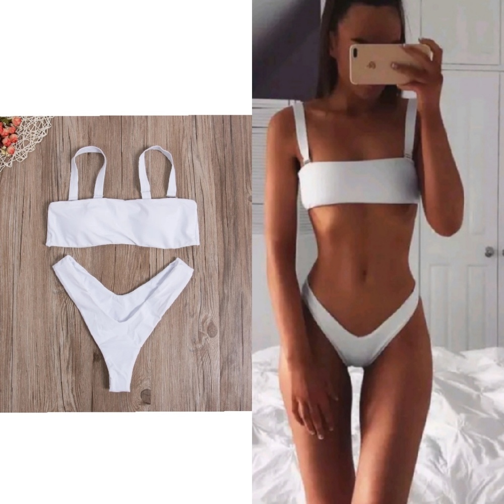 White high rise bikini
